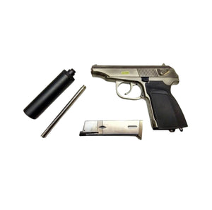 WE GBB Pistol Makarov with Silencer - Silver